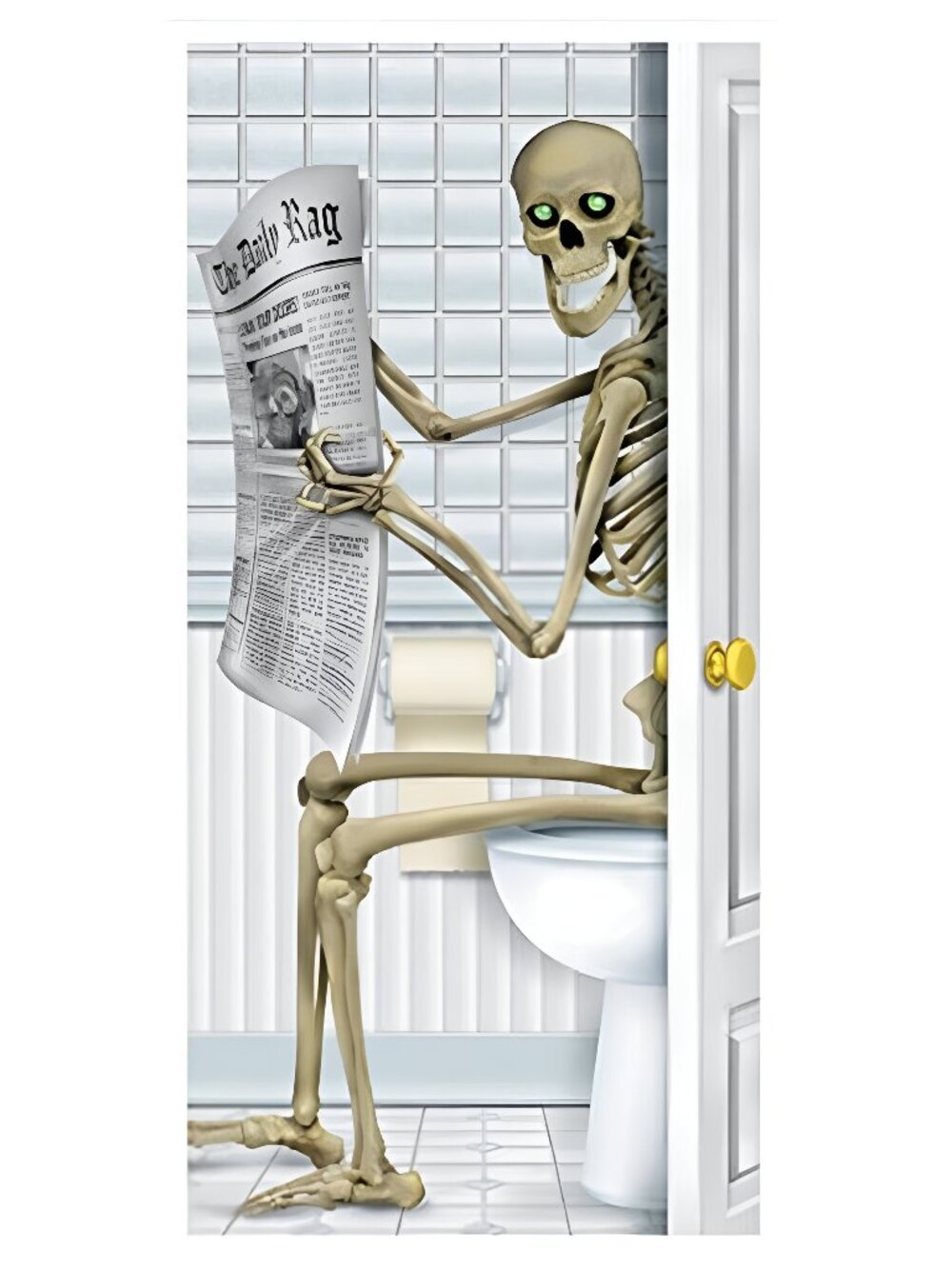Skeleton Restroom Door Cover Halloween Decoration, 5 Ft x 30 in